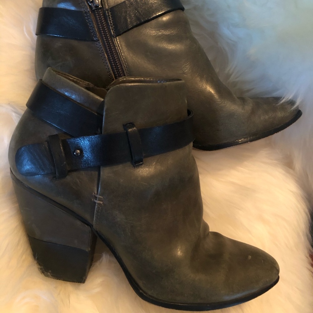 Dolce Vita green leather moto ankle boots